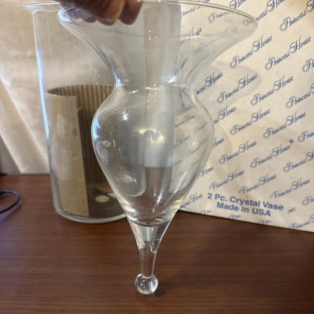princess house 2 piece crystal vase new in box